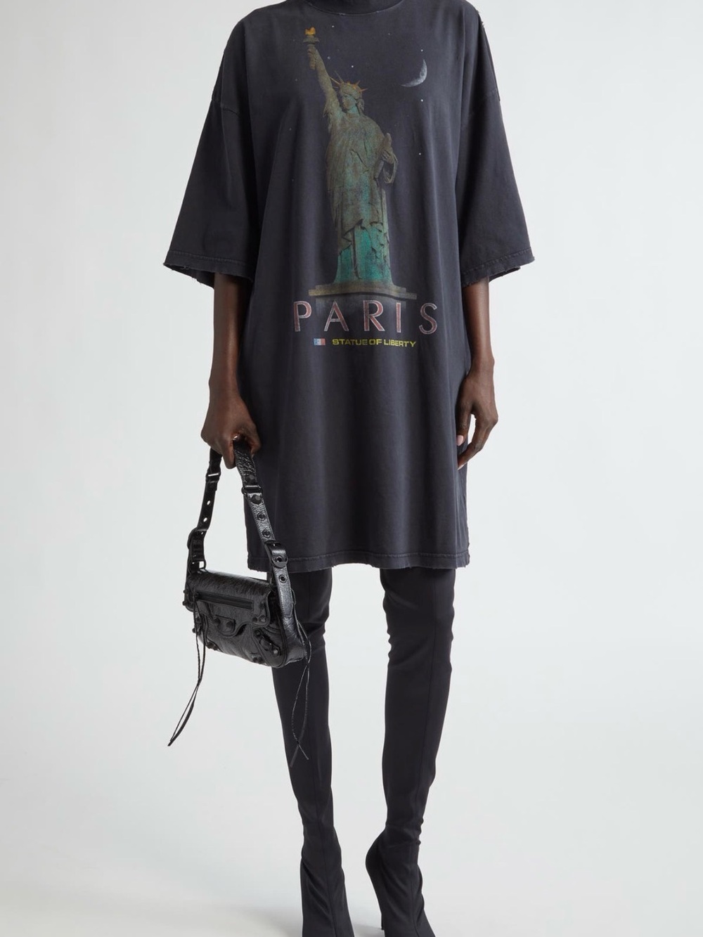 Balenciaga Black Paris Liberty Graphic Tee Dress 4 XL